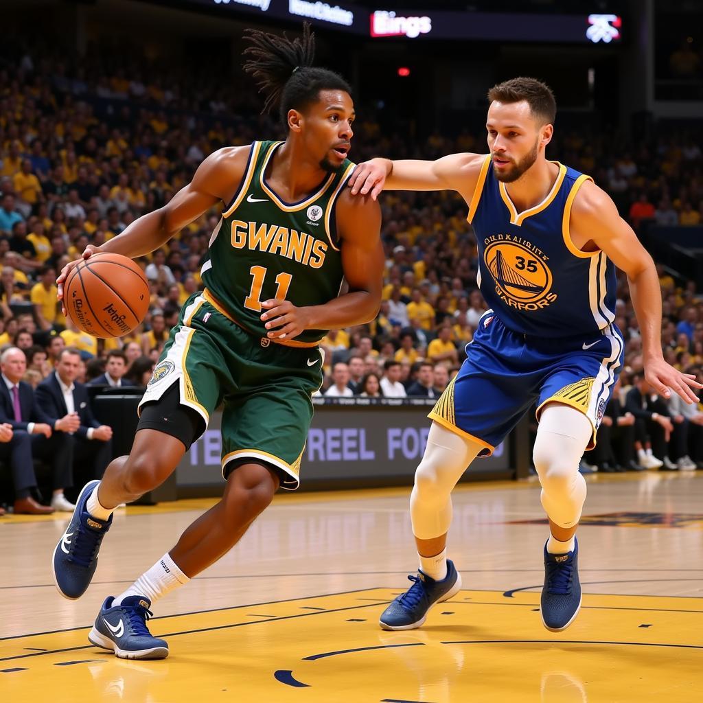 Giannis Antetokounmpo và Stephen Curry đối đầu