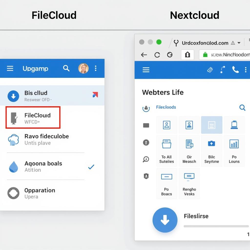 Giao diện người dùng của FileCloud và Nextcloud