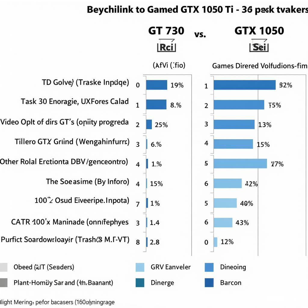 Biểu đồ so sánh hiệu năng GT 730 và GTX 1050 Ti