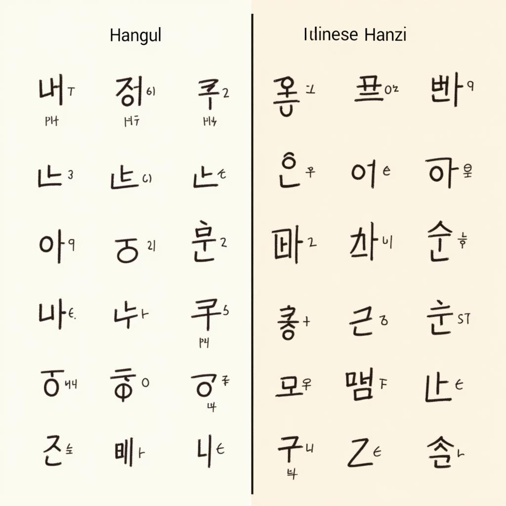 Korean vs Chinese Script Comparison