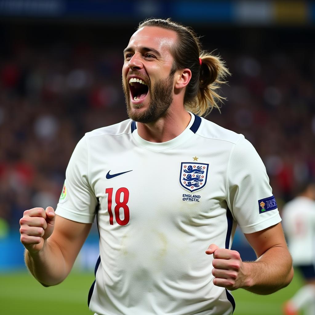 Harry Kane ăn mừng bàn thắng vào lưới Senegal