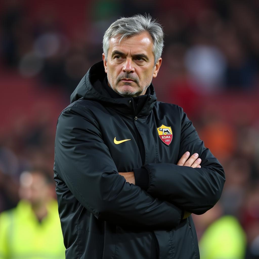 HLV Jose Mourinho chỉ đạo chiến thuật cho AS Roma