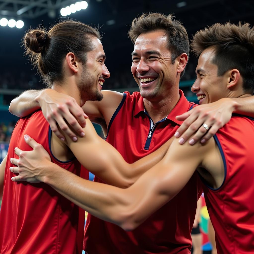 Coach Troussier congratulates Vietnamese players