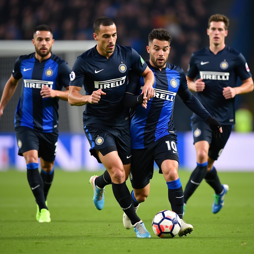 Hàng công Inter Milan tấn công dồn dập khung thành đối thủ