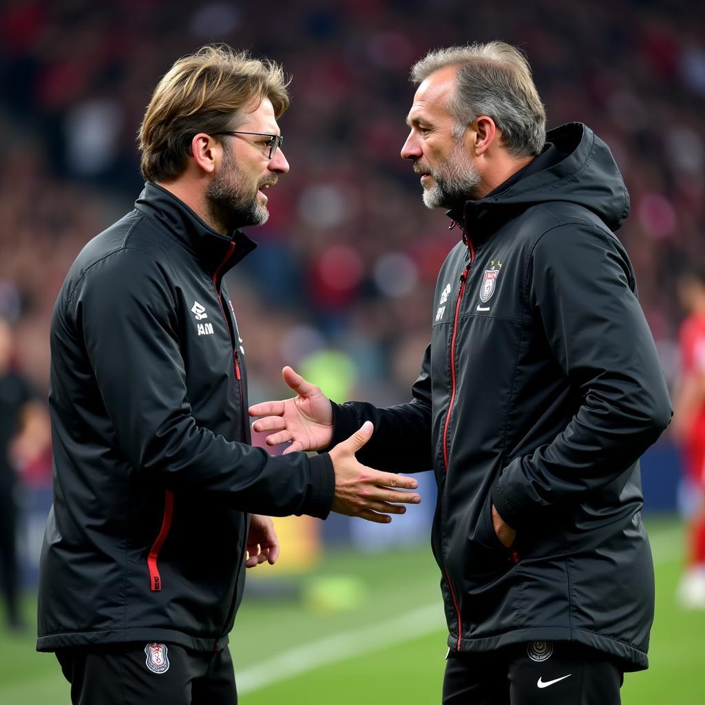 Jurgen Klopp và Bruno Lage chỉ đạo bên đường