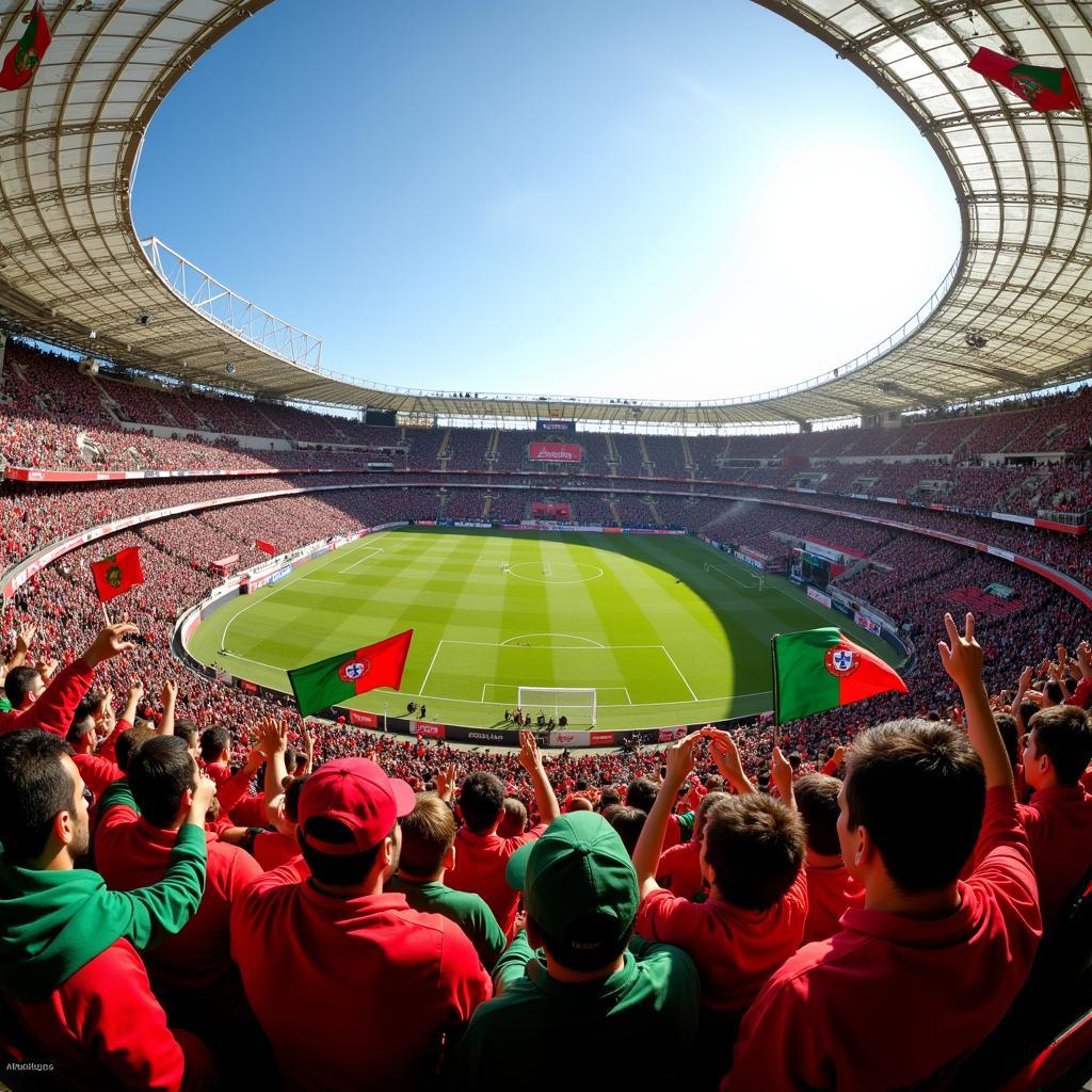 Cổ động viên Bồ Đào Nha trên khán đài sân Estádio da Luz