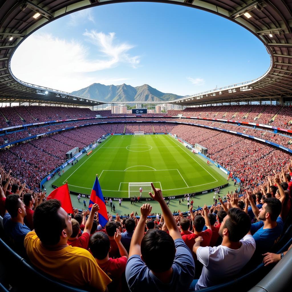 Spectators Cheering at an International Friendly Football Match