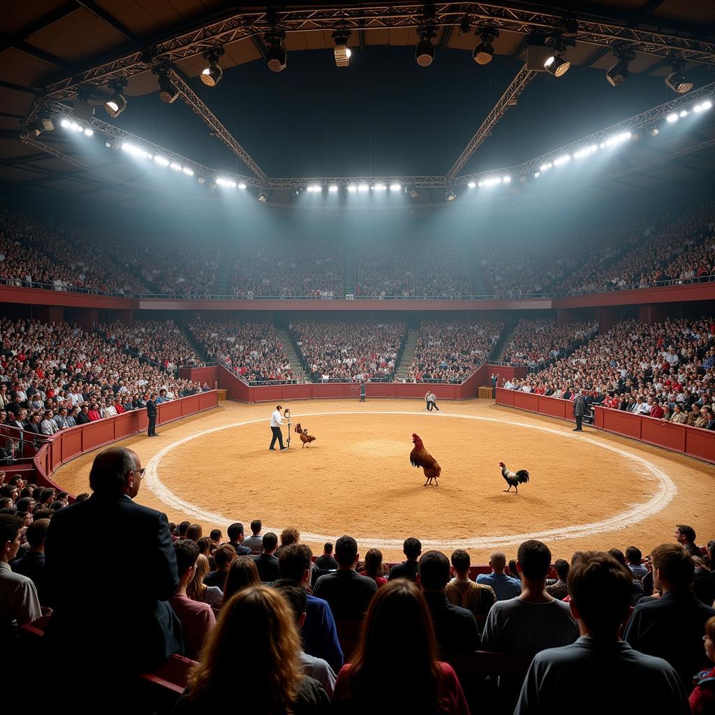 Spectators watching cockfighting