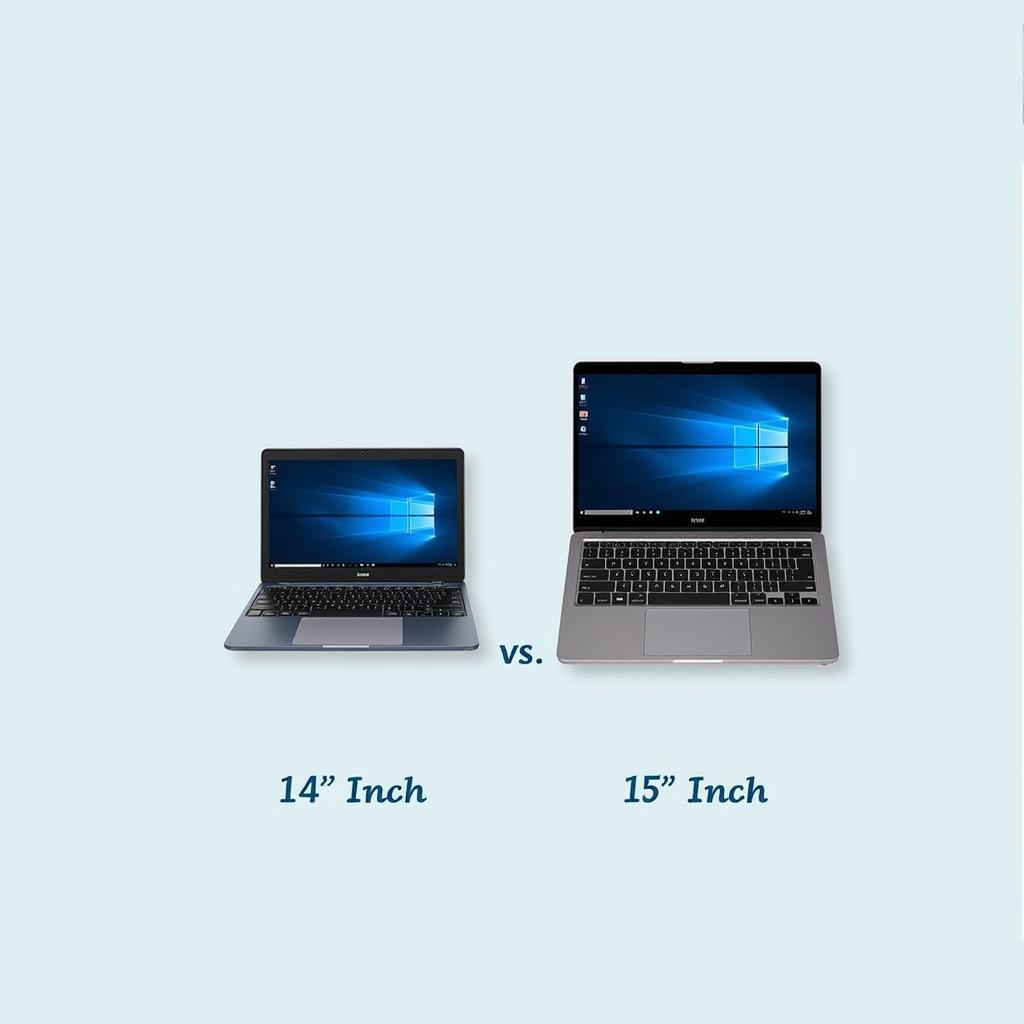 So sánh kích thước laptop 14 inch và 15 inch