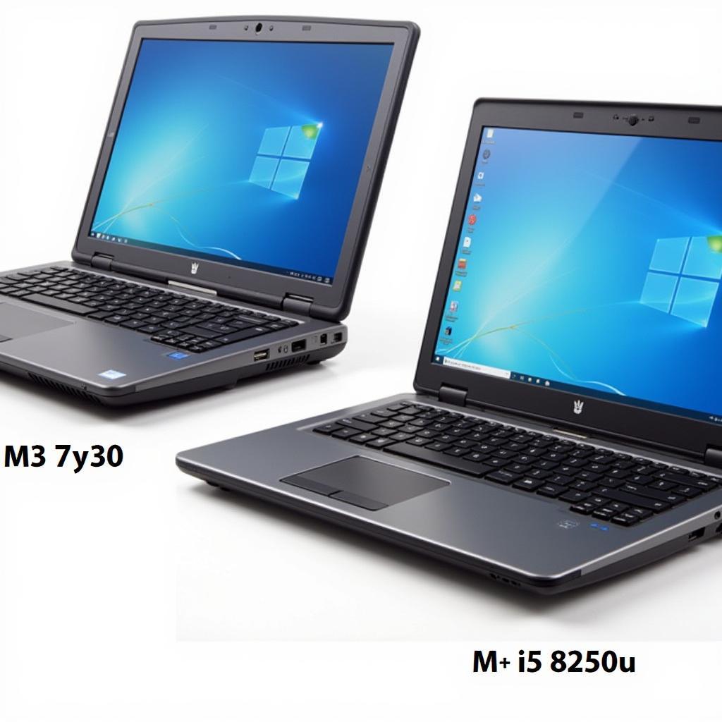 Hình ảnh laptop sử dụng m3 7y30 và i5 8250u