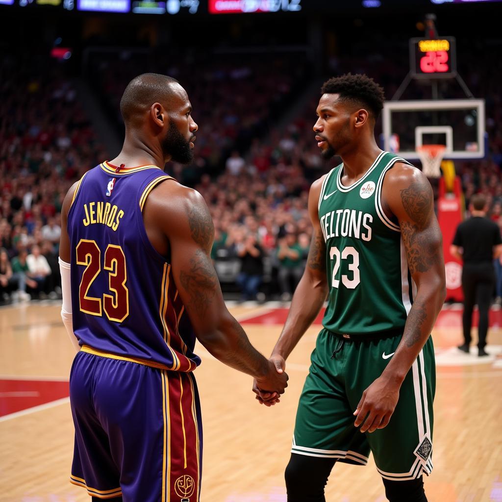 LeBron James và Giannis Antetokounmpo bắt tay thân thiện sau trận đấu