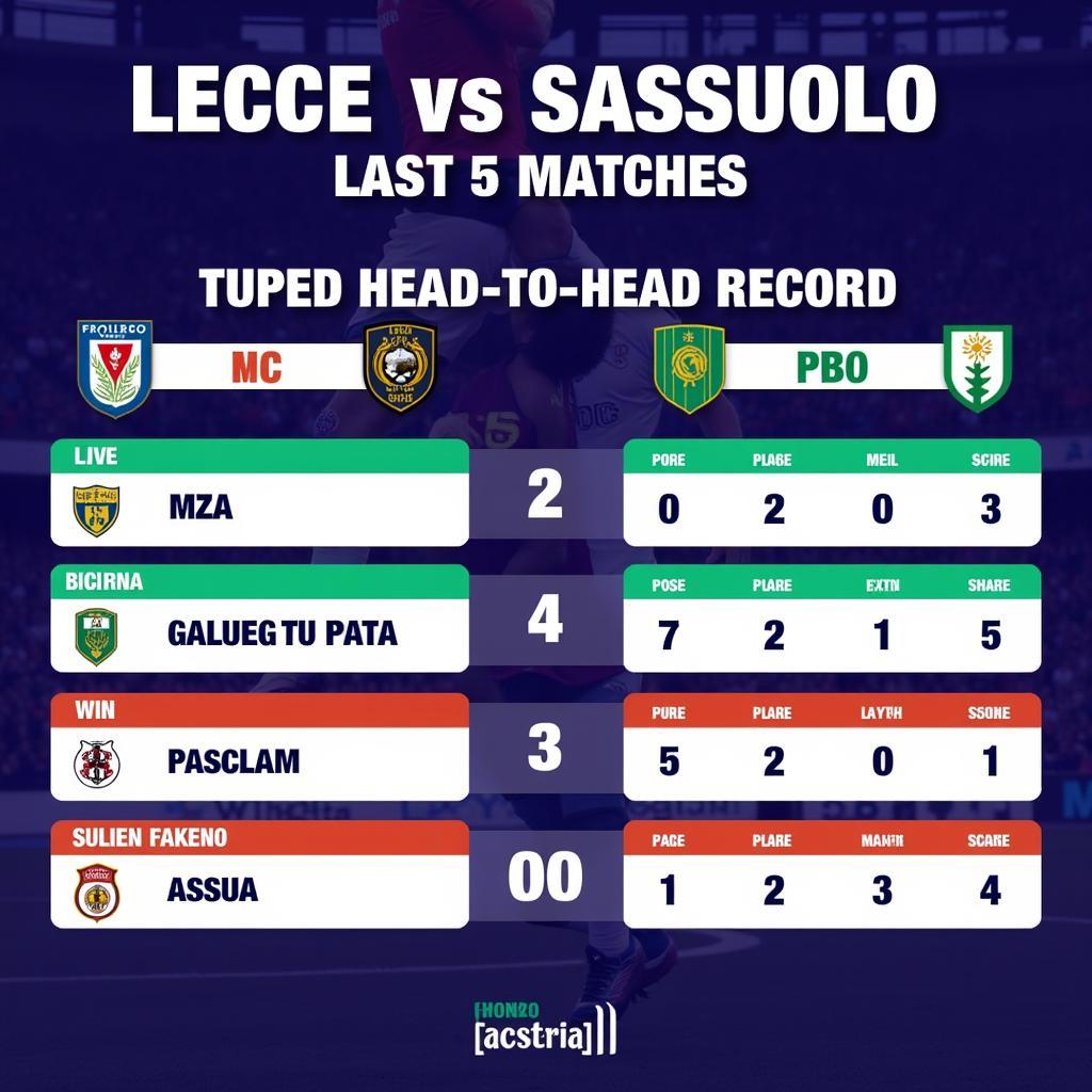 Lịch sử đối đầu Lecce vs Sassuolo