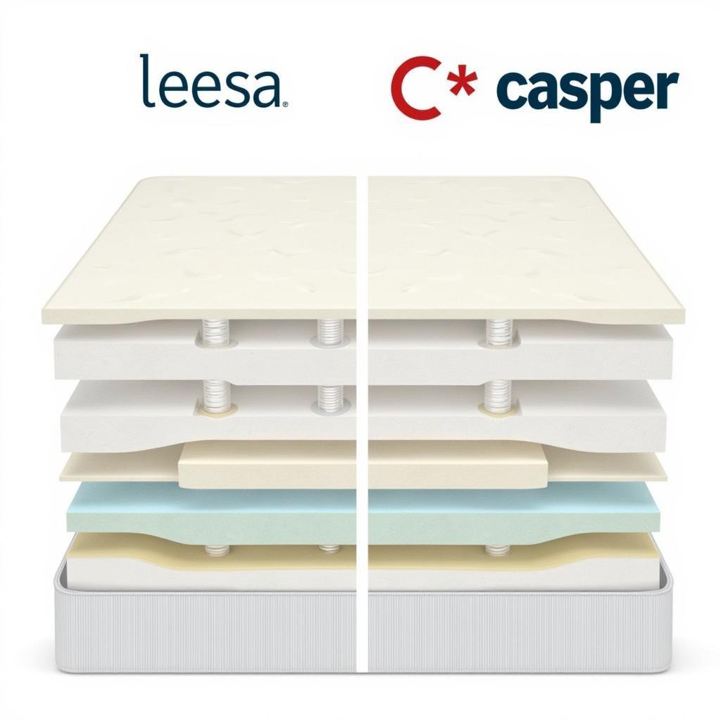 So sánh cấu tạo và chất liệu của nệm Leesa và Casper