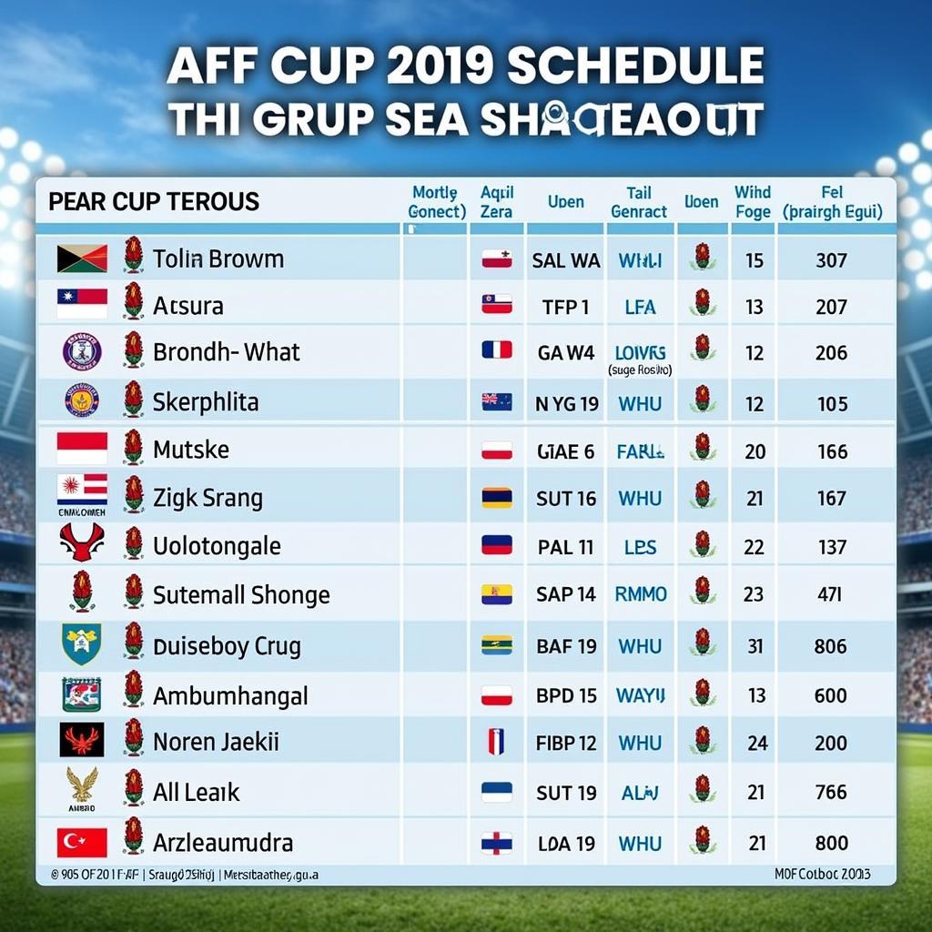 Lịch thi đấu vòng bảng AFF Cup 2020