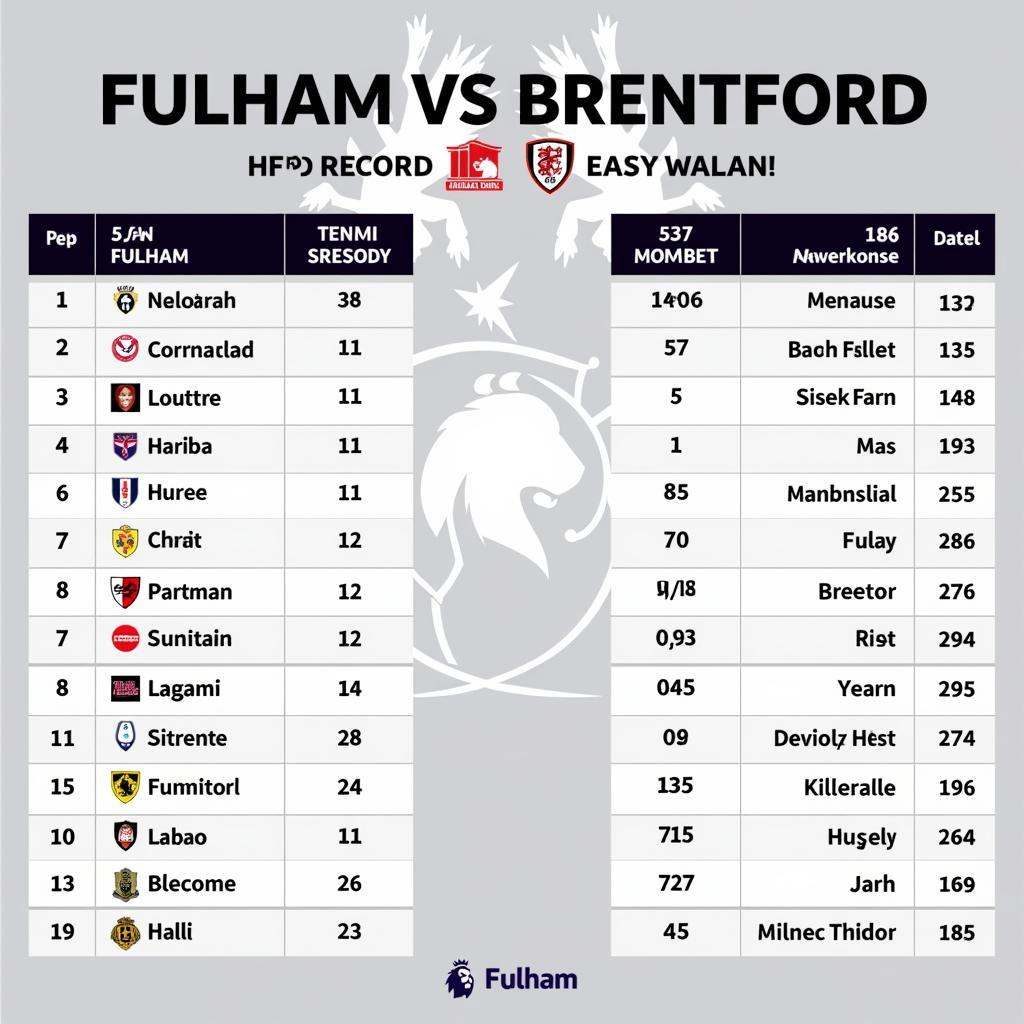 Lịch sử đối đầu Fulham Brentford