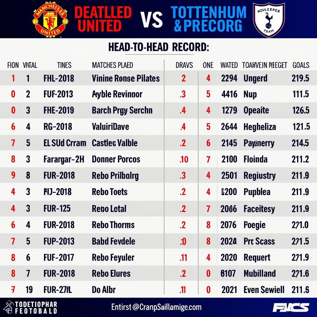 Lịch Sử Đối Đầu MU vs Tottenham