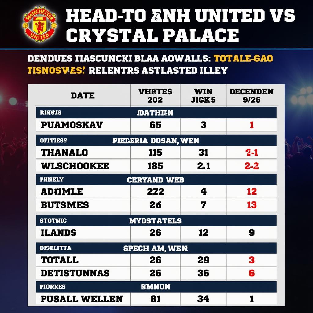 Lịch sử đối đầu MU vs Crystal Palace