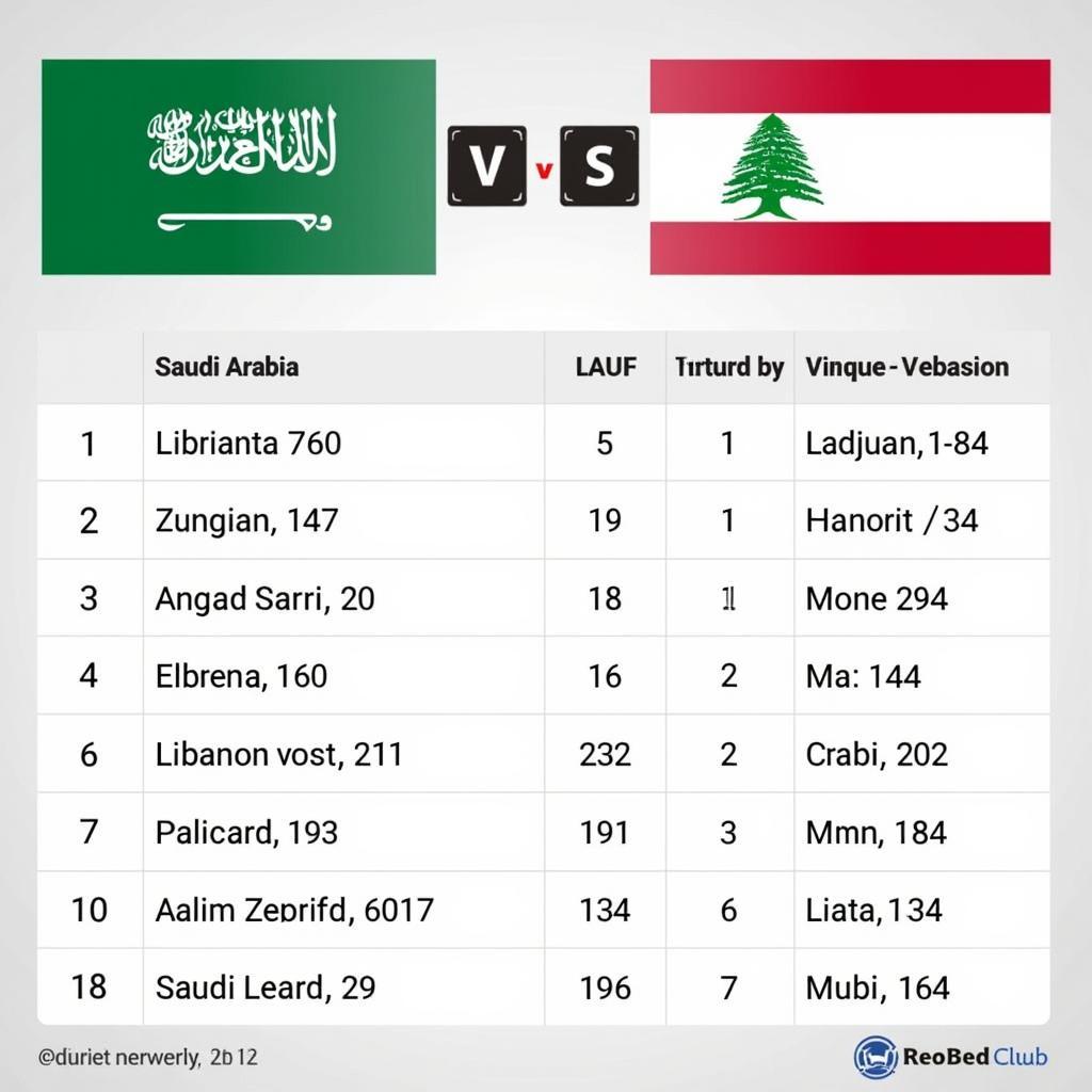 Lịch sử đối đầu Saudi Arabia vs Lebanon