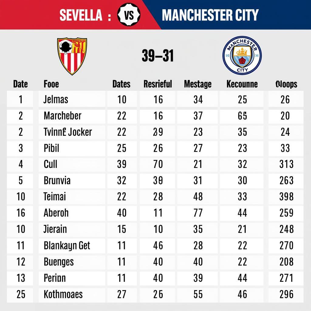 Lịch sử đối đầu giữa Sevilla và Manchester City