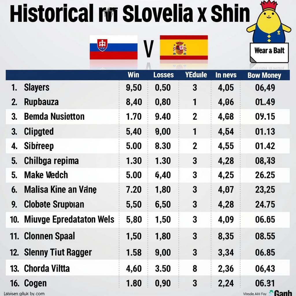 Lịch sử đối đầu Slovakia Tây Ban Nha