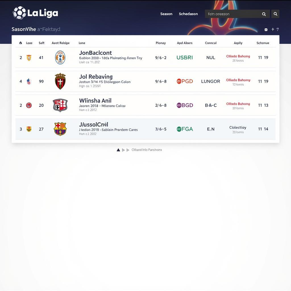 Lịch thi đấu La Liga trên website