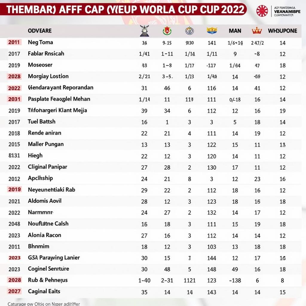 Lịch thi đấu vòng bảng AFF Cup 2022