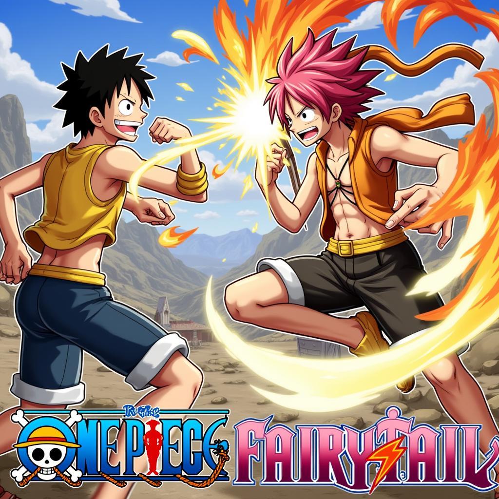 Luffy và Natsu đối đầu trong game One Piece vs Fairy Tail 4.0