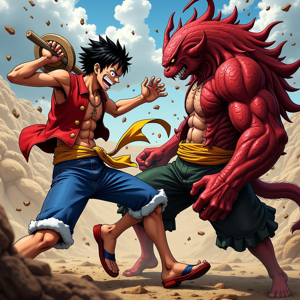 Luffy và Kaido đọ sức mạnh vật lý