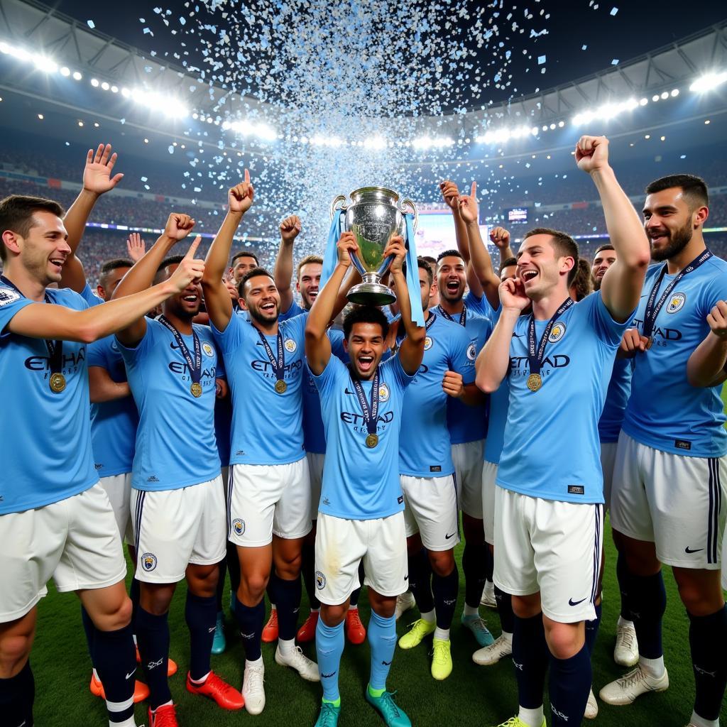 Man City Celebrating Championship