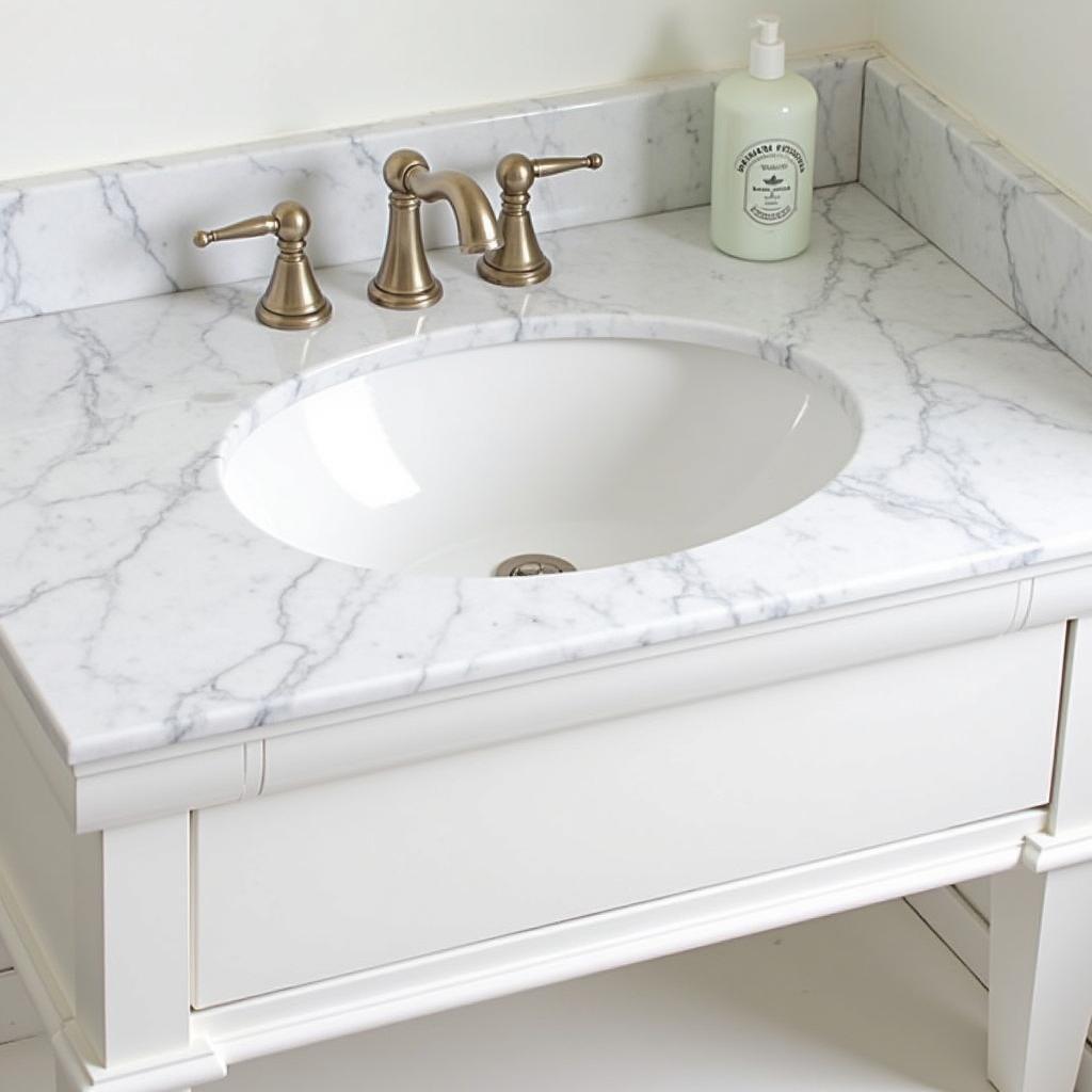 Mặt bàn đá marble trắng Ý tinh tế