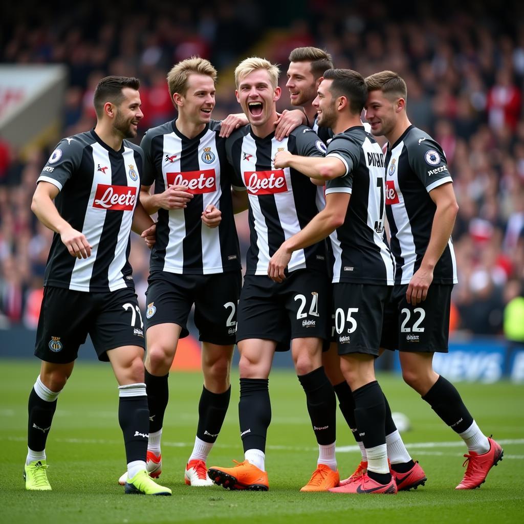 Matty Longstaff ăn mừng bàn thắng vào lưới Manchester United