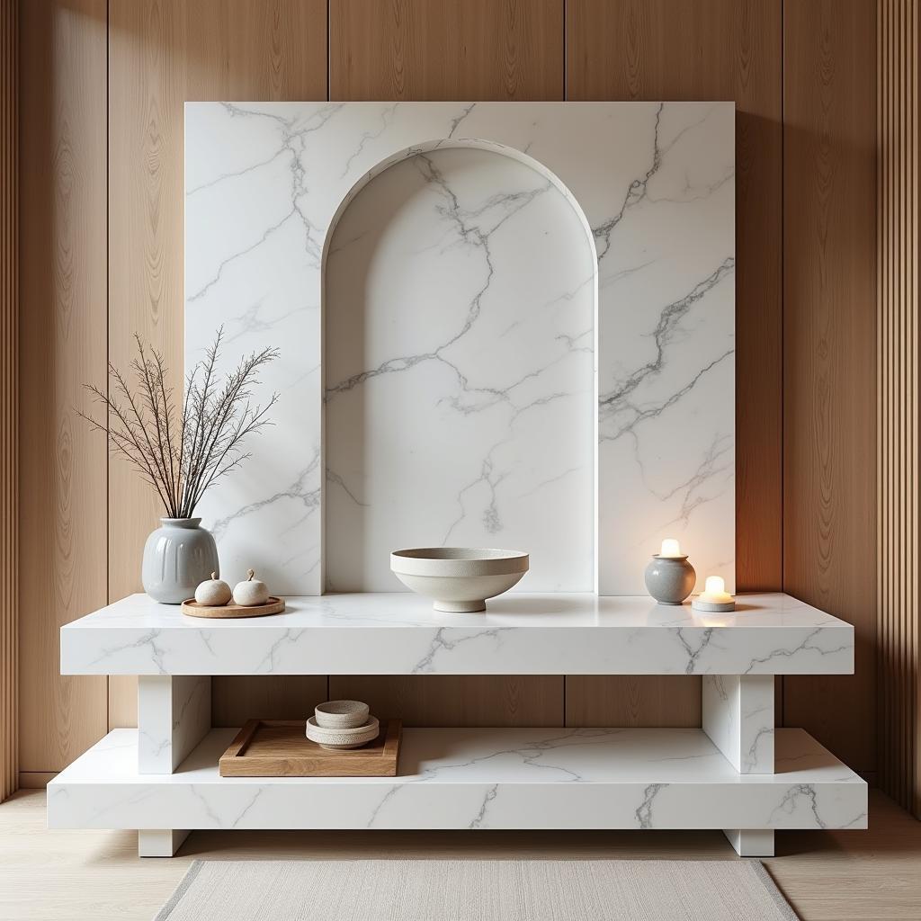 Modern design of Earth Deity altar in marble