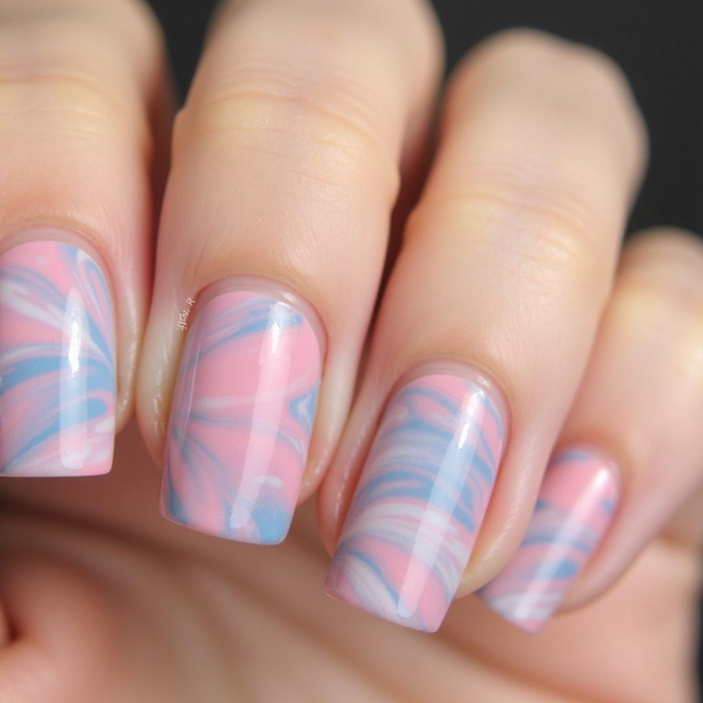 Mẫu vân đá nail đẹp với gam màu pastel nhẹ nhàng