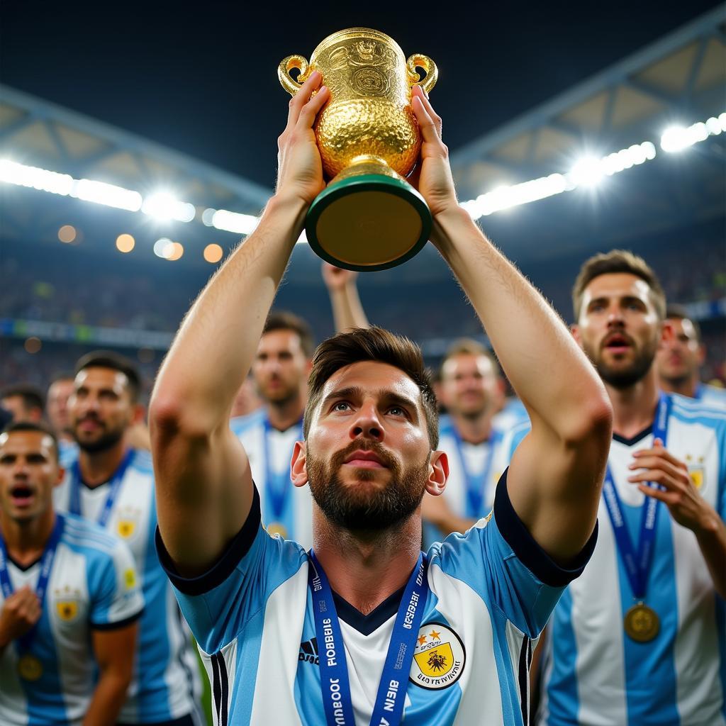 Messi nâng cúp vàng World Cup