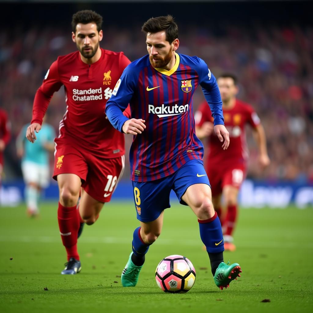 Messi rê dắt qua hàng phòng ngự Liverpool