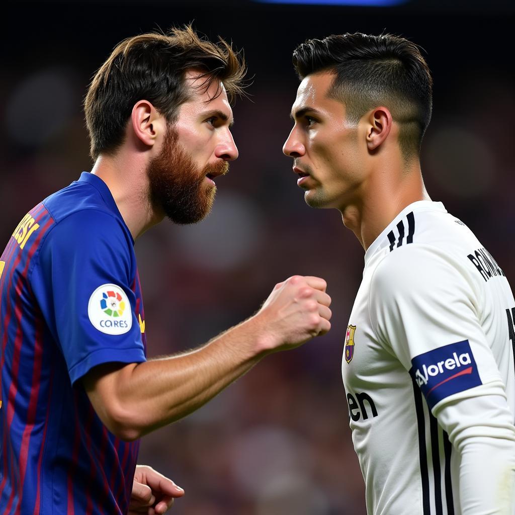 Messi and Ronaldo facing off in El Clasico