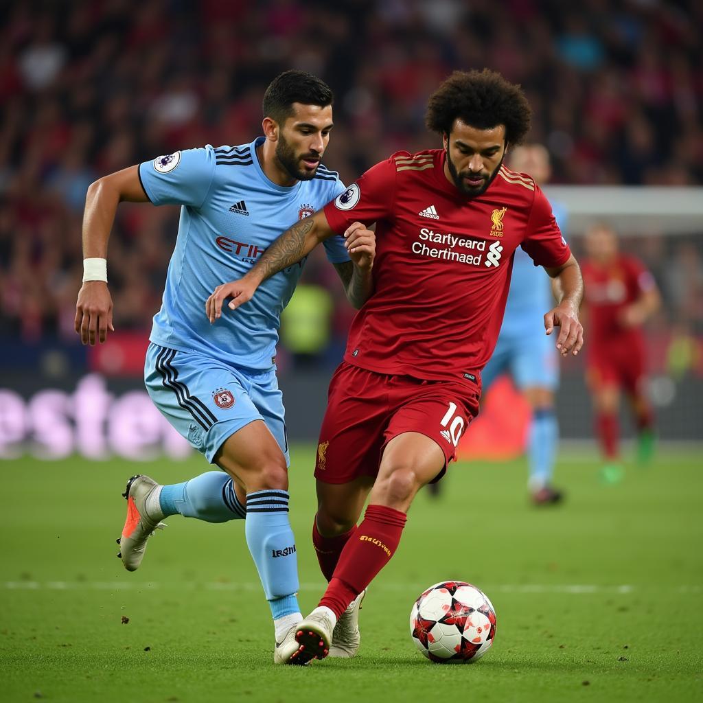 Mohamed Salah vượt qua hậu vệ đối phương