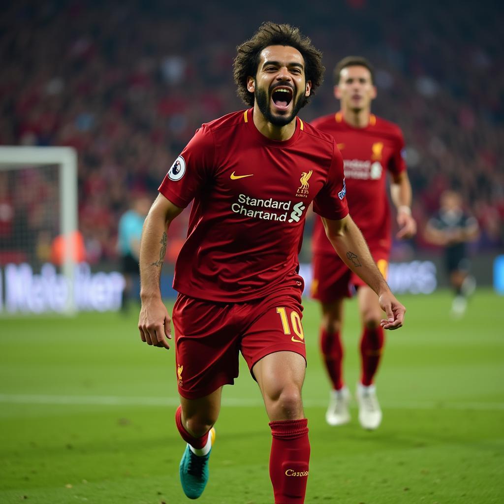 Mohamed Salah ăn mừng bàn thắng