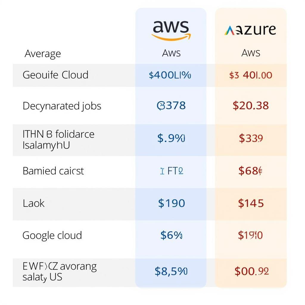 Mức lương trung bình AWS, Azure, Google Cloud