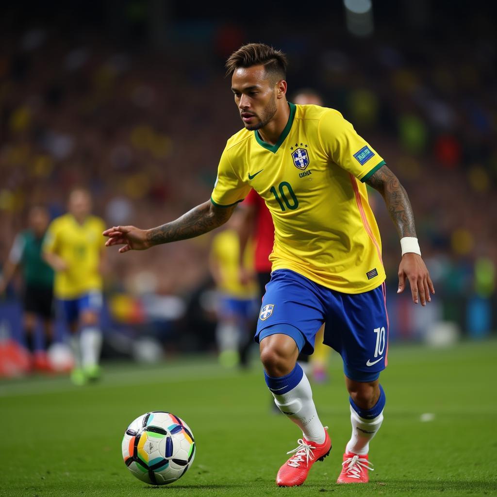 Neymar dẫn bóng trong trận đấu Copa America