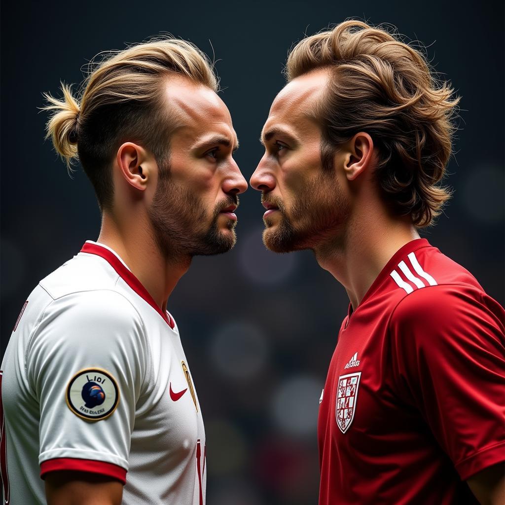 Hình ảnh đối đầu giữa hai ngôi sao hàng đầu - Christian Eriksen và Luka Modric