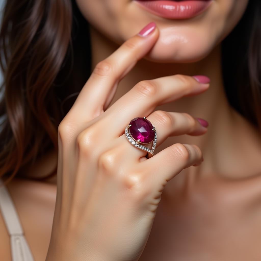 Nhẫn đá ruby vàng trắng