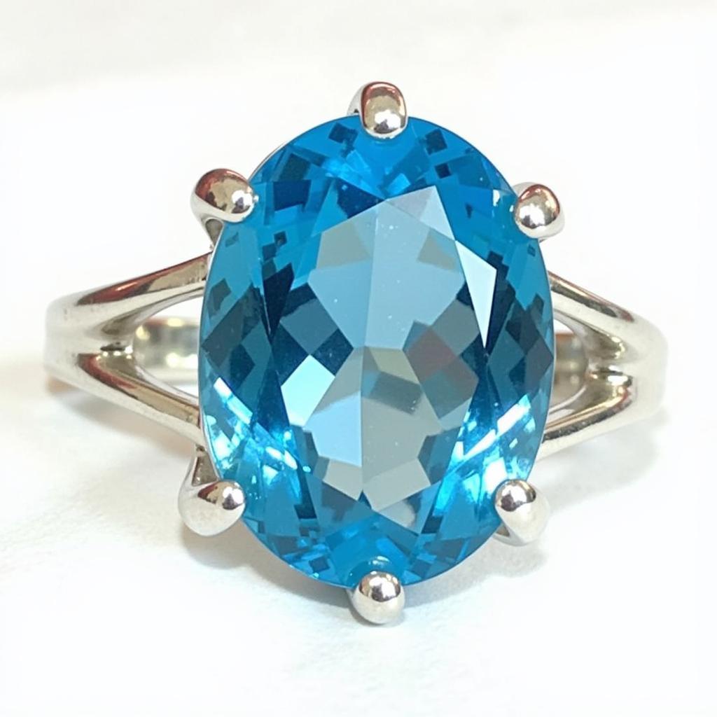 Nhẫn Đá Topaz Xanh Dương Sang Trọng