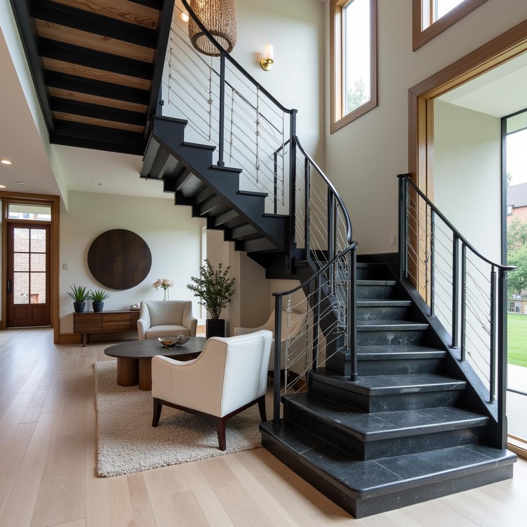 Black Stone Staircase Interior Design