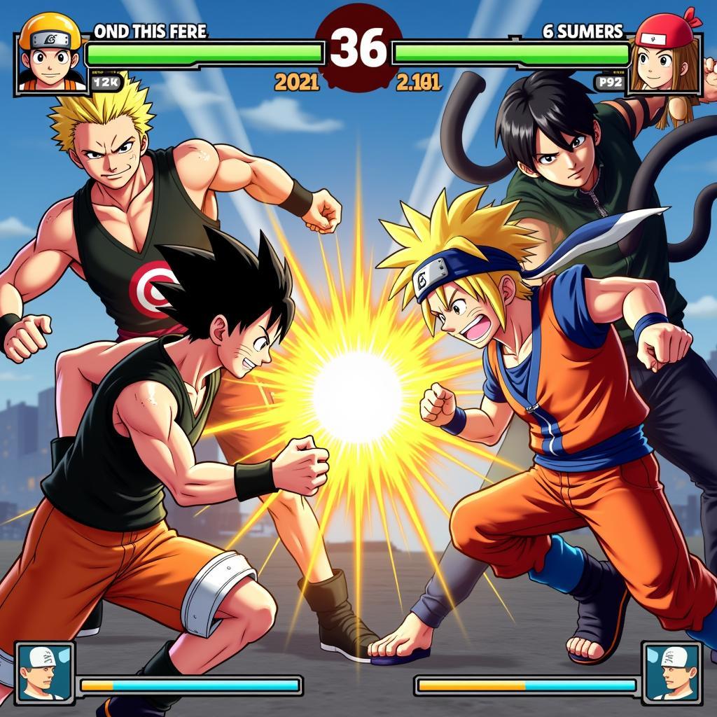 One Piece vs Dragon Ball vs Naruto Gameplay