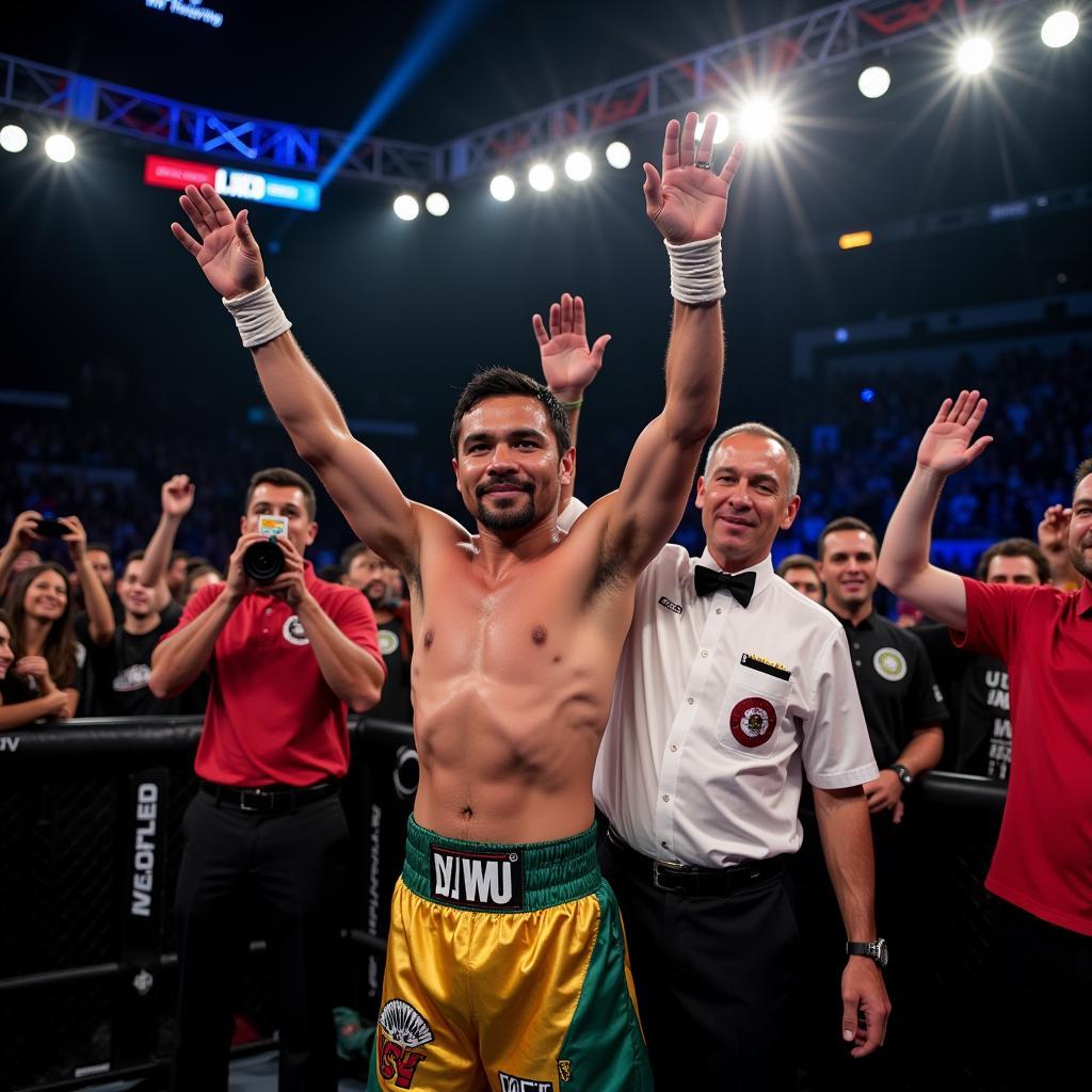 Pacquiao ăn mừng chiến thắng trước Thurman