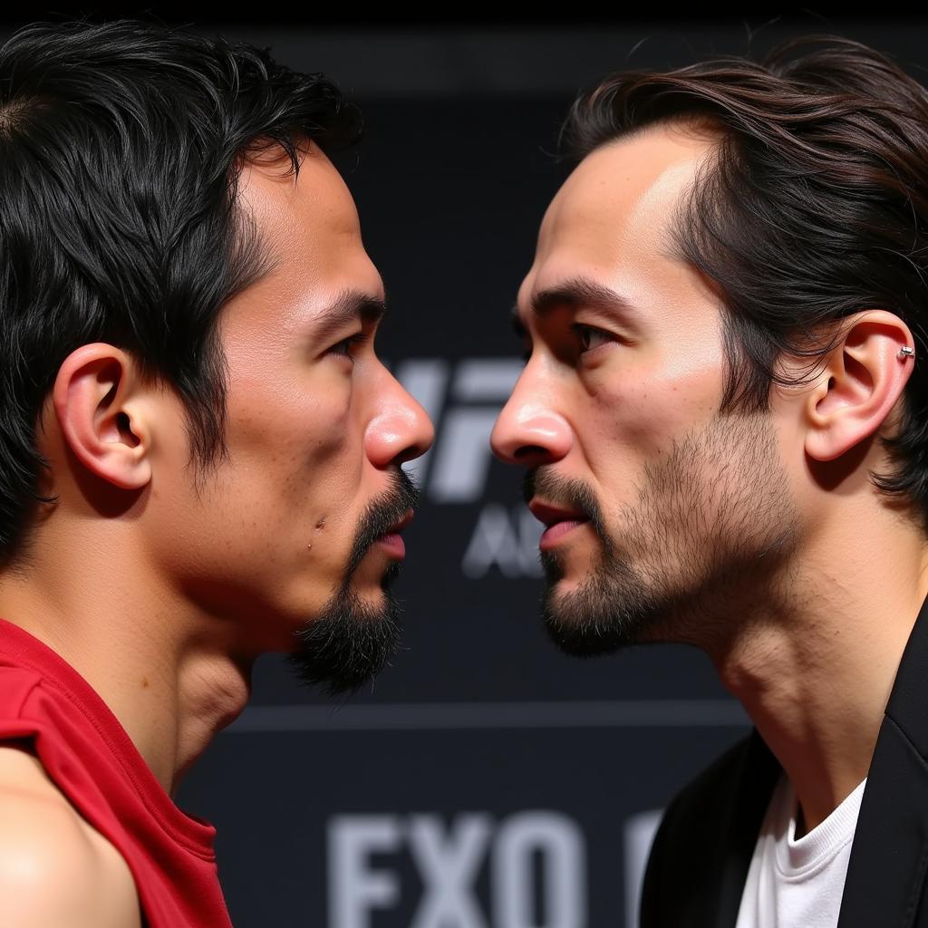 Pacquiao và Thurman đối đầu trong buổi họp báo trước trận đấu