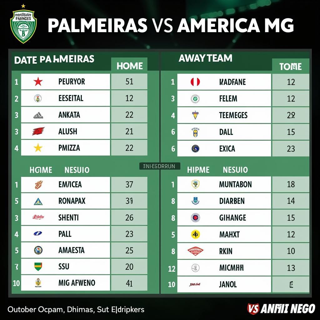 Lịch Sử Đối Đầu Palmeiras vs America MG