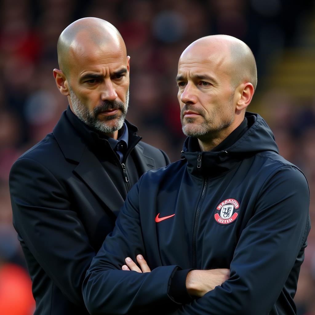 Pep Guardiola và Erik ten Hag đấu trí trên băng ghế huấn luyện