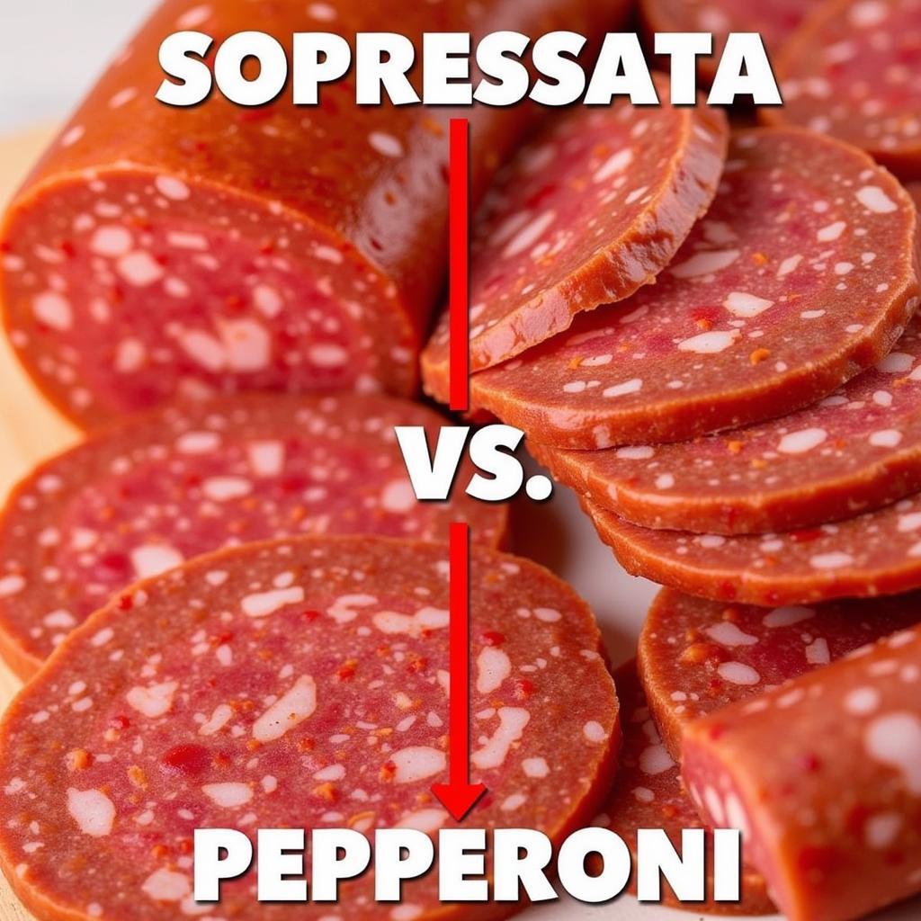 Sự khác biệt giữa soppressata và pepperoni về hình dạng